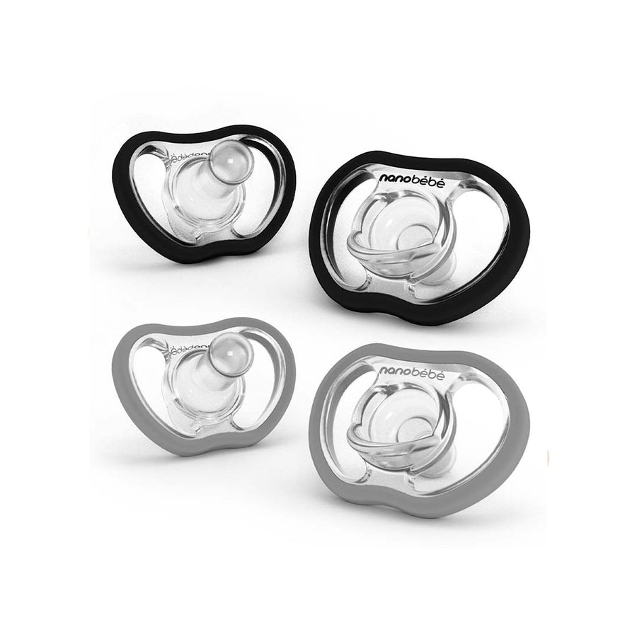 Nanobebe Flexy Active Soothers - Black + Cool Grey - 4 Pack-Pacifiers- | Natural Baby Shower