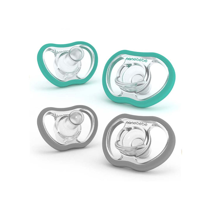 Nanobebe Flexy Active Soothers - Teal + Cool Grey - 4 Pack-Pacifiers- | Natural Baby Shower