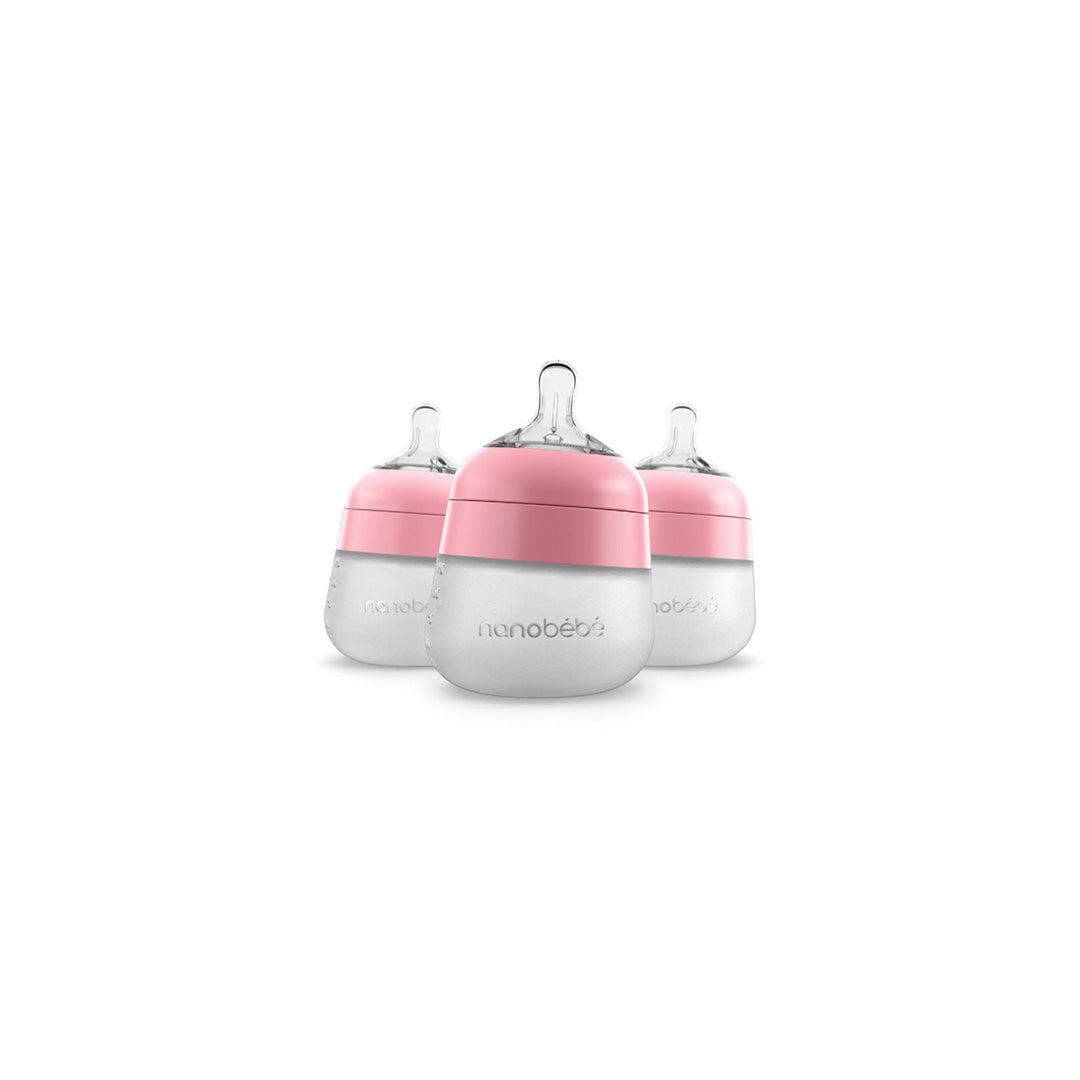 Nanobebe Flexy Silicone Bottles - Pink - 3 Pack (150ml)-Baby Bottles- | Natural Baby Shower