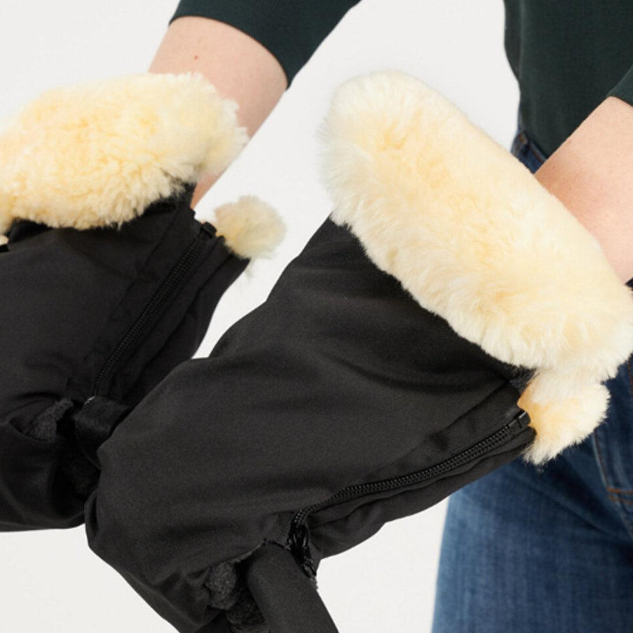 Naturally Sheepskins Deluxe Stroller Mittens - Black-Hand Warmers-Black- | Natural Baby Shower