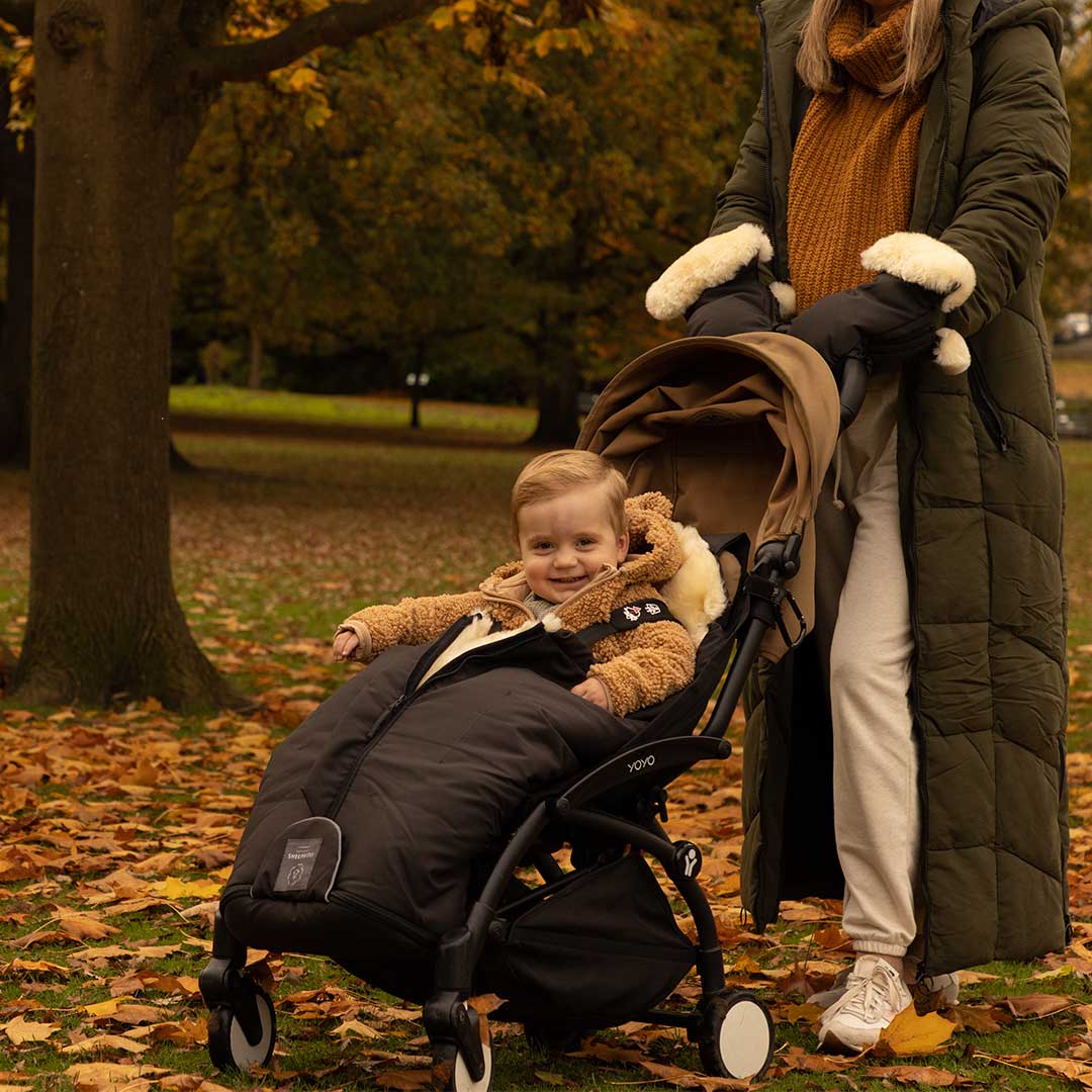 Naturally Sheepskins Deluxe Stroller Mittens Black Natural Baby Shower