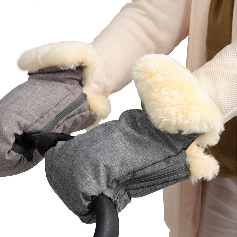 Naturally Sheepskins Deluxe Stroller Mittens - Grey-Hand Warmers-Grey- | Natural Baby Shower