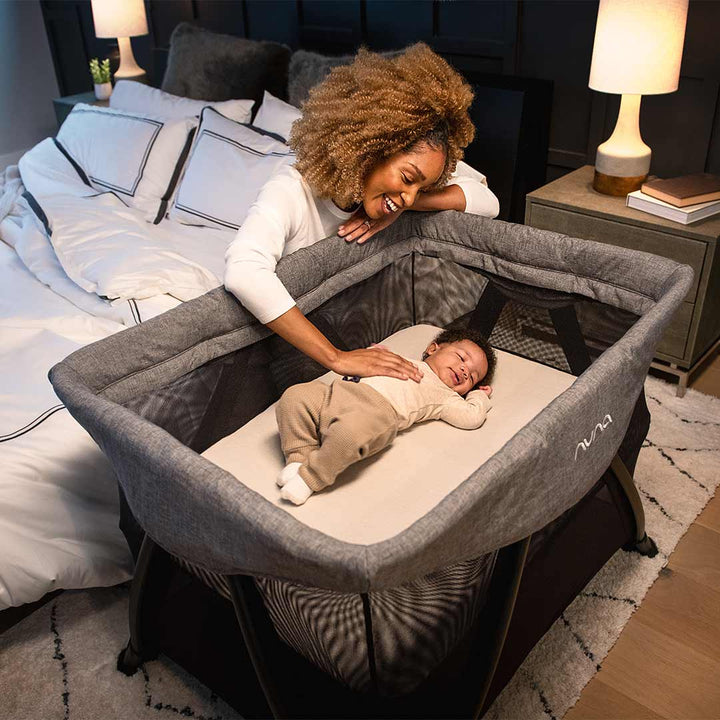 Nuna SENA Aire Travel Cot - Charcoal-Travel Cots-No Cover- | Natural Baby Shower