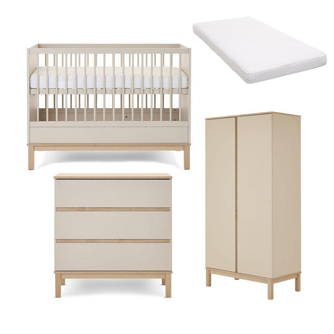 Obaby Astrid Mini 3 Piece Room Set - Satin-Nursery Sets-Satin-Moisture Management Mattress | Natural Baby Shower