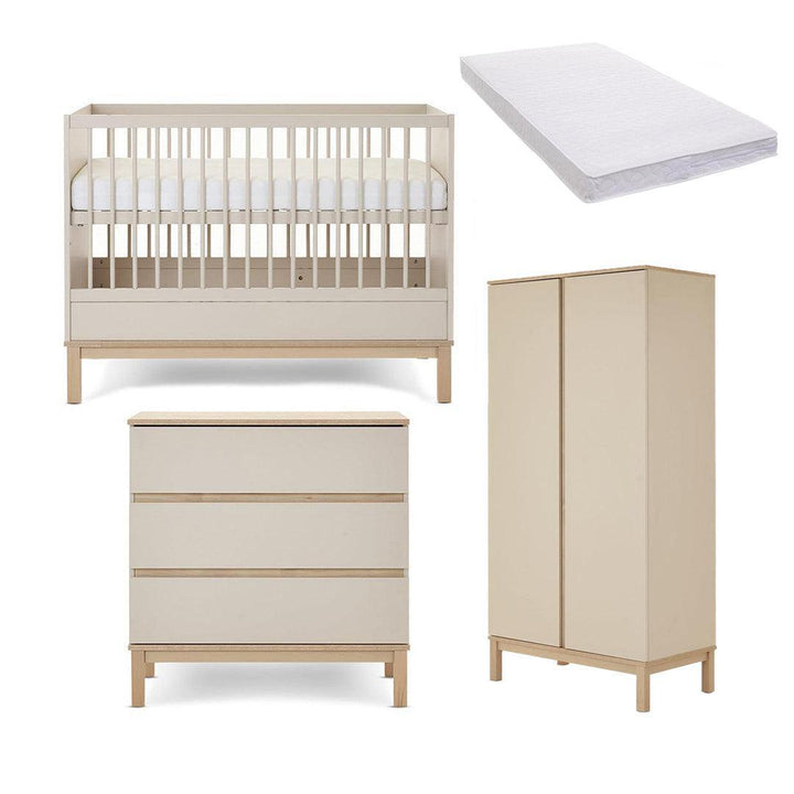 Obaby Astrid Mini 3 Piece Room Set - Satin-Nursery Sets-Satin-Pocket Sprung Mattress | Natural Baby Shower