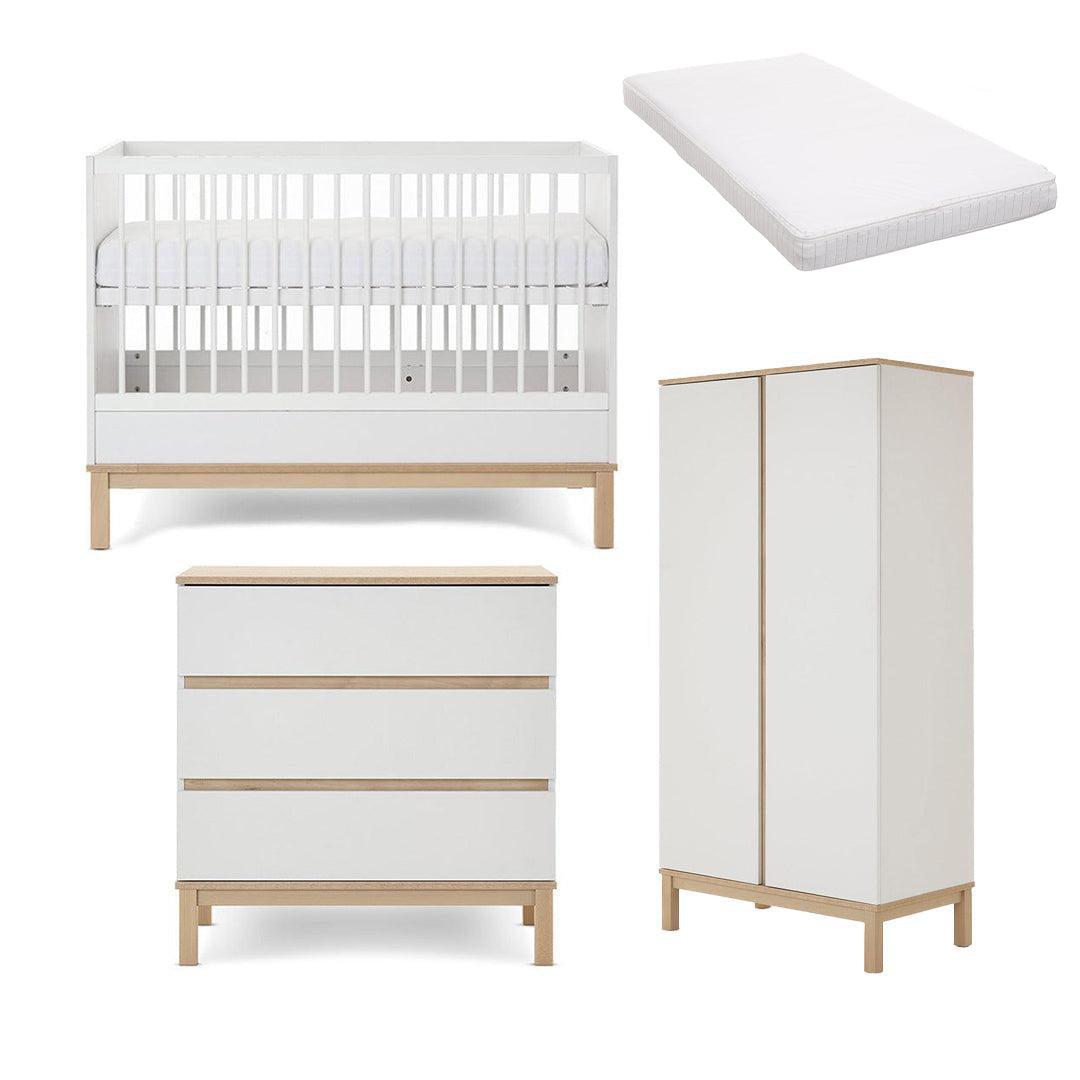 Obaby Astrid Mini 3 Piece Room Set - White-Nursery Sets-White-Moisture Management Mattress | Natural Baby Shower