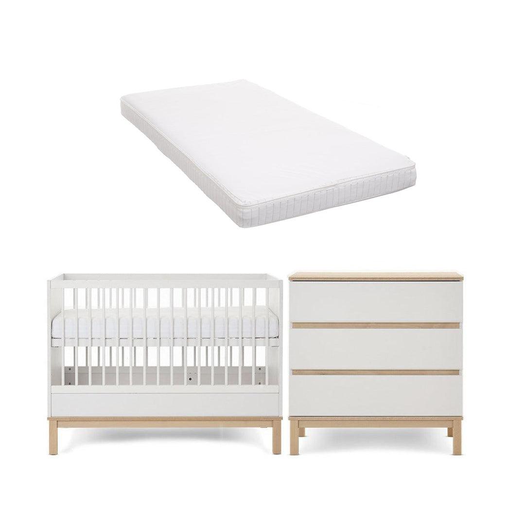 Obaby Astrid Mini 2 Piece Room Set - White-Nursery Sets-White-Moisture Management Mattress | Natural Baby Shower