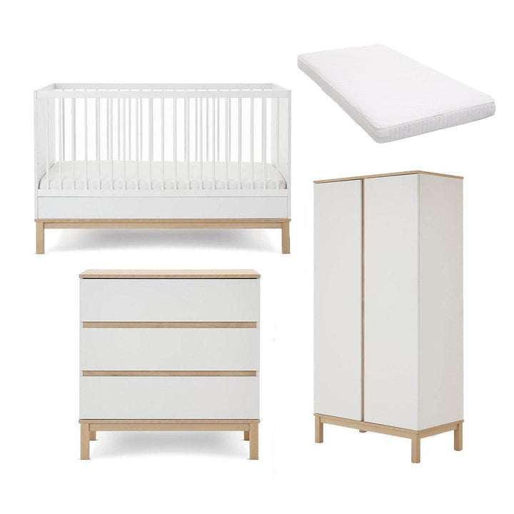 Obaby Astrid 3 Piece Room Set - White-Nursery Sets-White-Moisture Management Mattress | Natural Baby Shower
