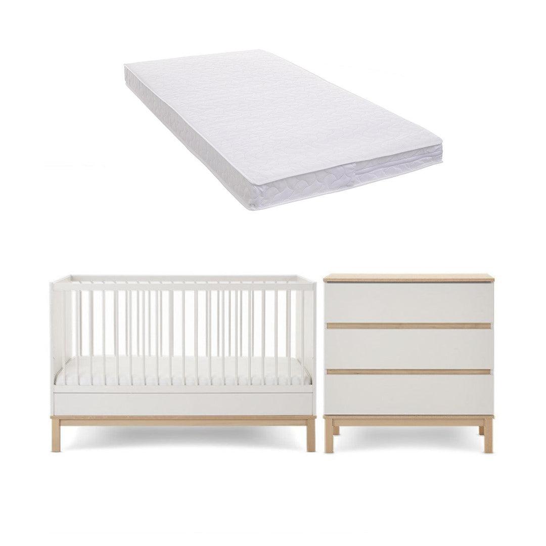 Obaby Astrid 2 Piece Room Set - White-Nursery Sets-White-Pocket Sprung Mattress | Natural Baby Shower