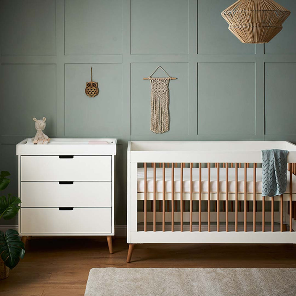 Obaby Maya 2 Piece Room Set - White + Natural-Nursery Sets-No Mattress- | Natural Baby Shower