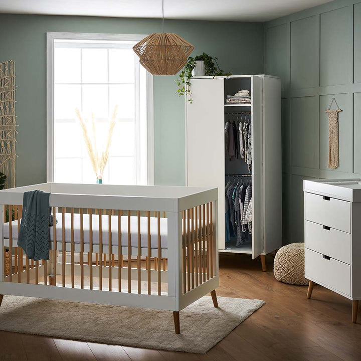 Obaby Maya 3 Piece Room Set - White + Natural-Nursery Sets-No Mattress- | Natural Baby Shower