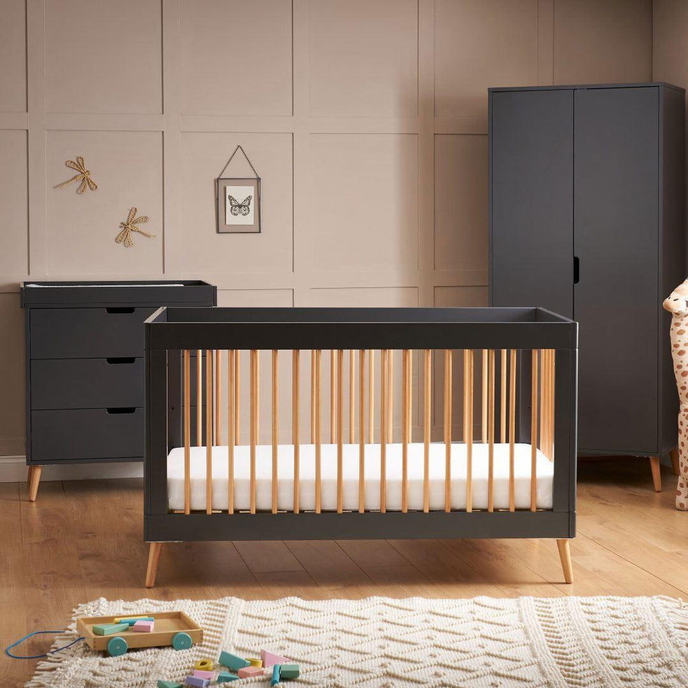 Obaby Maya 3 Piece Room Set - Slate + Natural-Nursery Sets-No Mattress- | Natural Baby Shower