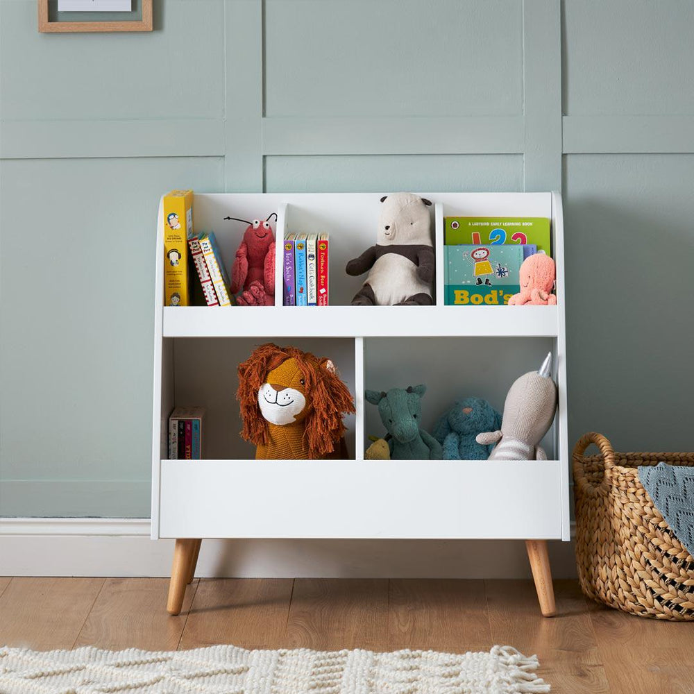 Obaby Maya Bookcase/Toy Storage - White + Natural-Toy Boxes- | Natural Baby Shower