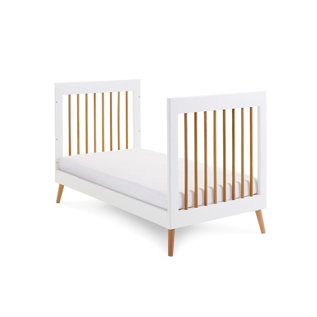 Obaby Maya Cot Bed - White + Natural-Cot Beds-No Mattress- | Natural Baby Shower