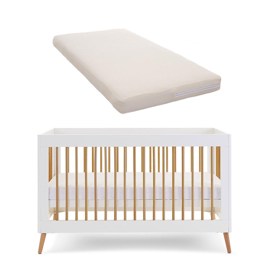 Obaby Maya Cot Bed - White + Natural-Cot Beds-Natural Coir/Wool Mattress- | Natural Baby Shower