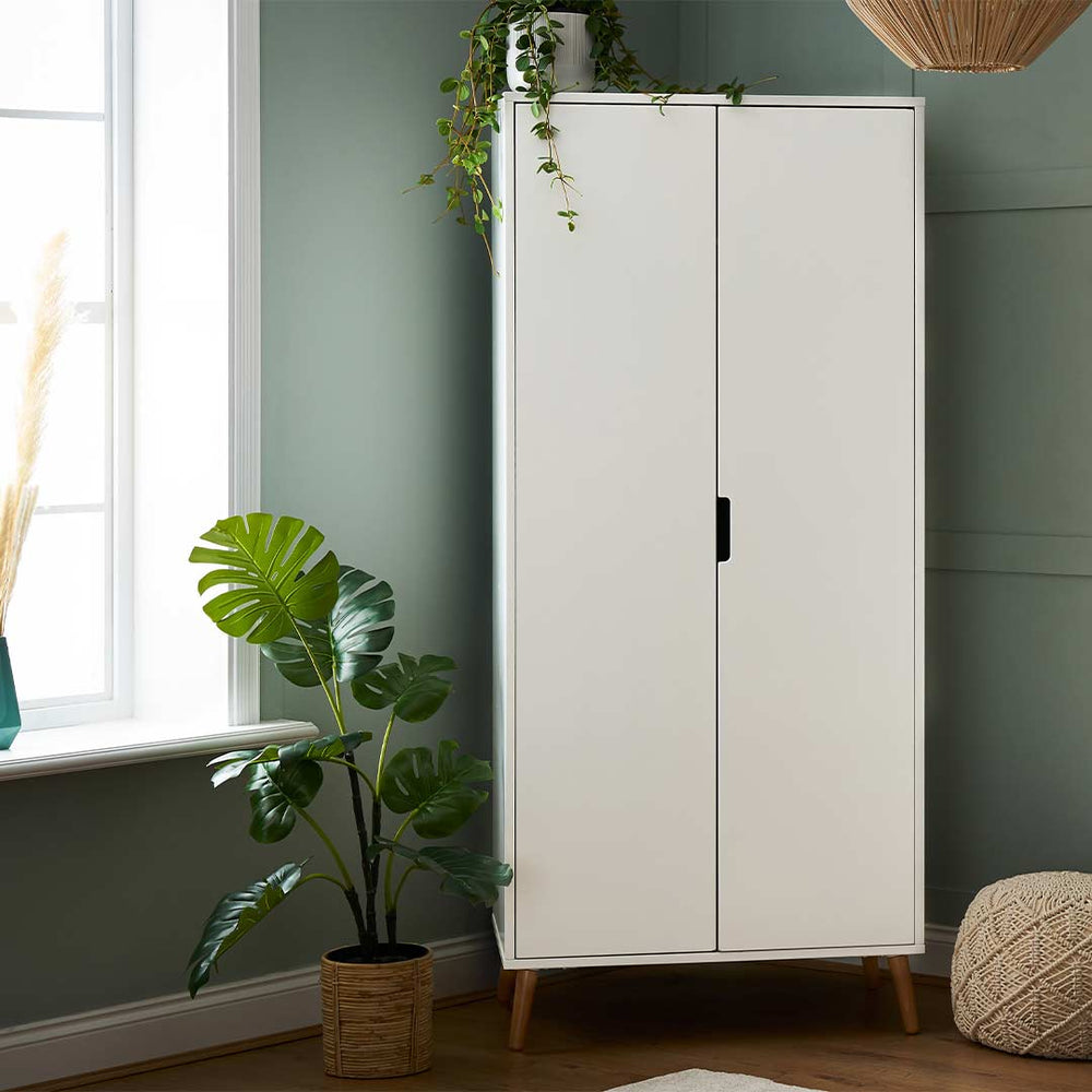 Obaby Maya Double Wardrobe - White + Natural-Wardrobes- | Natural Baby Shower