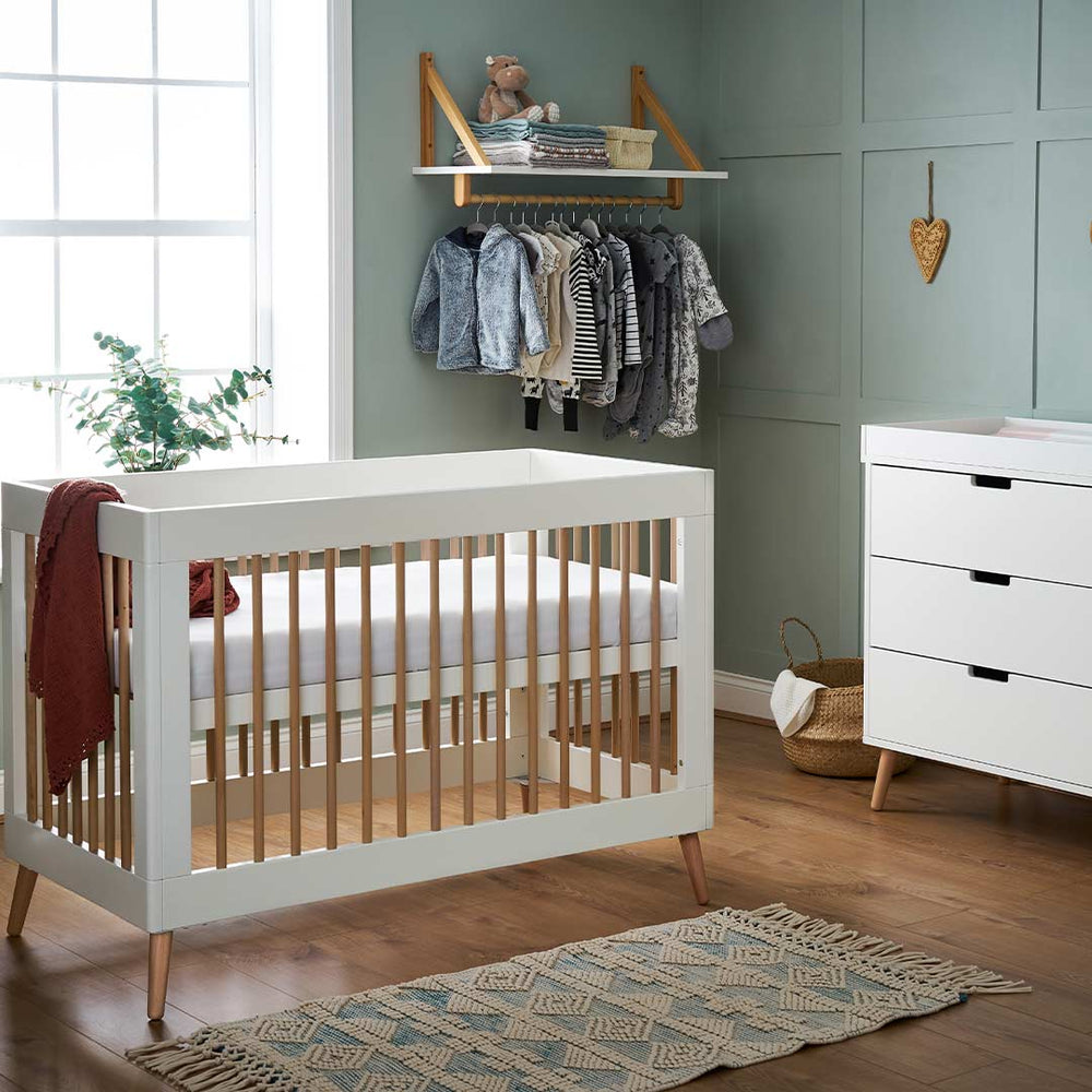 Obaby Maya Mini 2 Piece Room Set - White + Natural-Nursery Sets-No Mattress- | Natural Baby Shower