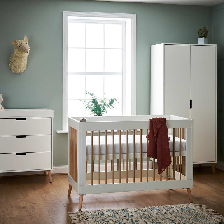 Obaby Maya Mini 3 Piece Room Set - White + Natural-Nursery Sets-No Mattress- | Natural Baby Shower