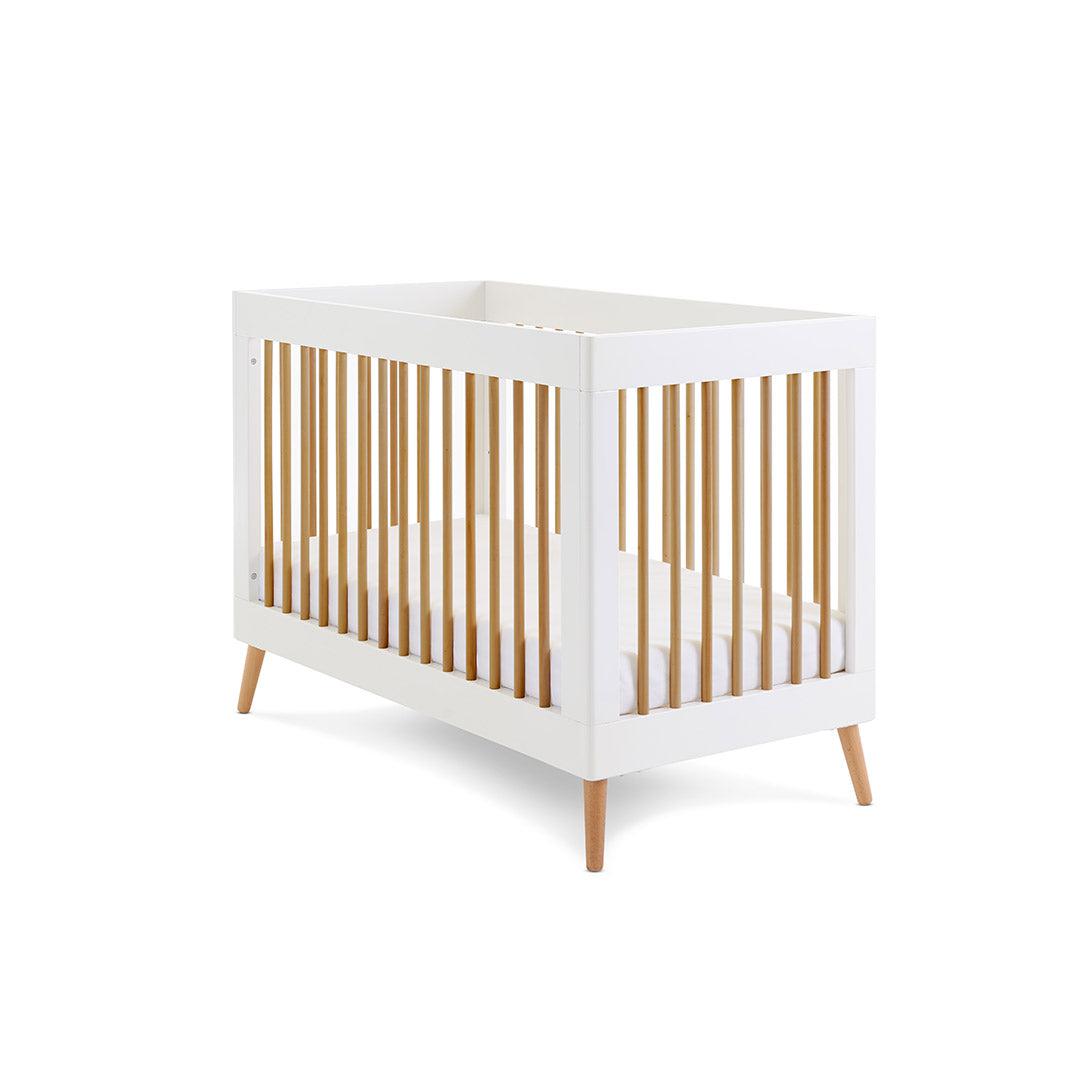 Obaby Maya Mini Cot Bed - White + Natural-Cot Beds-No Mattress- | Natural Baby Shower