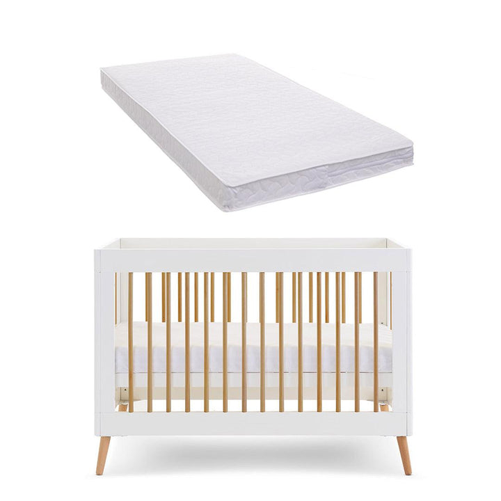 Obaby Maya Mini Cot Bed - White + Natural-Cot Beds-Pocket Sprung Mattress- | Natural Baby Shower