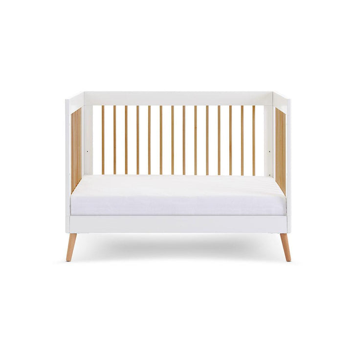 Obaby Maya Mini Cot Bed - White + Natural-Cot Beds-No Mattress- | Natural Baby Shower