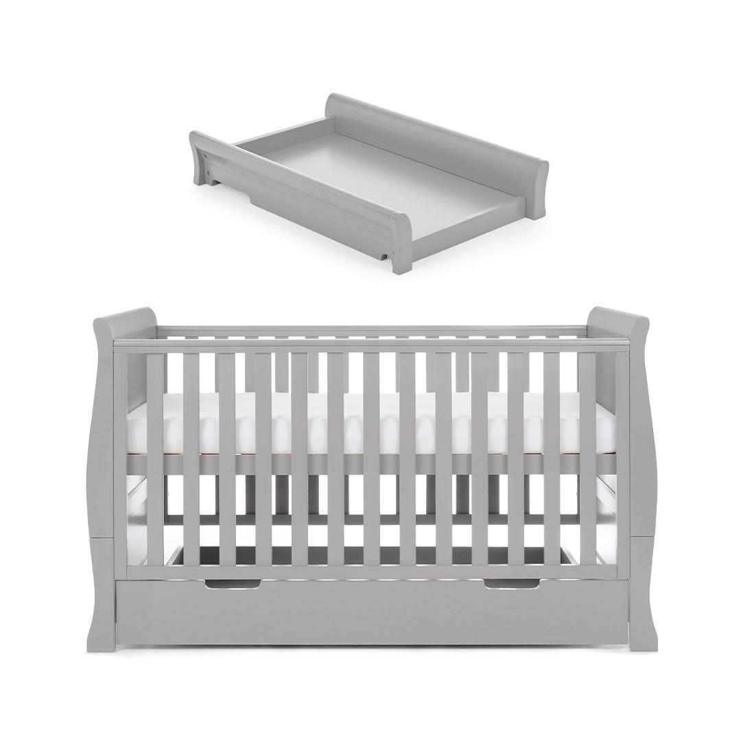 Obaby Stamford Classic Cot Bed - Warm Grey-Cot Beds-With Cot Top Changer- | Natural Baby Shower