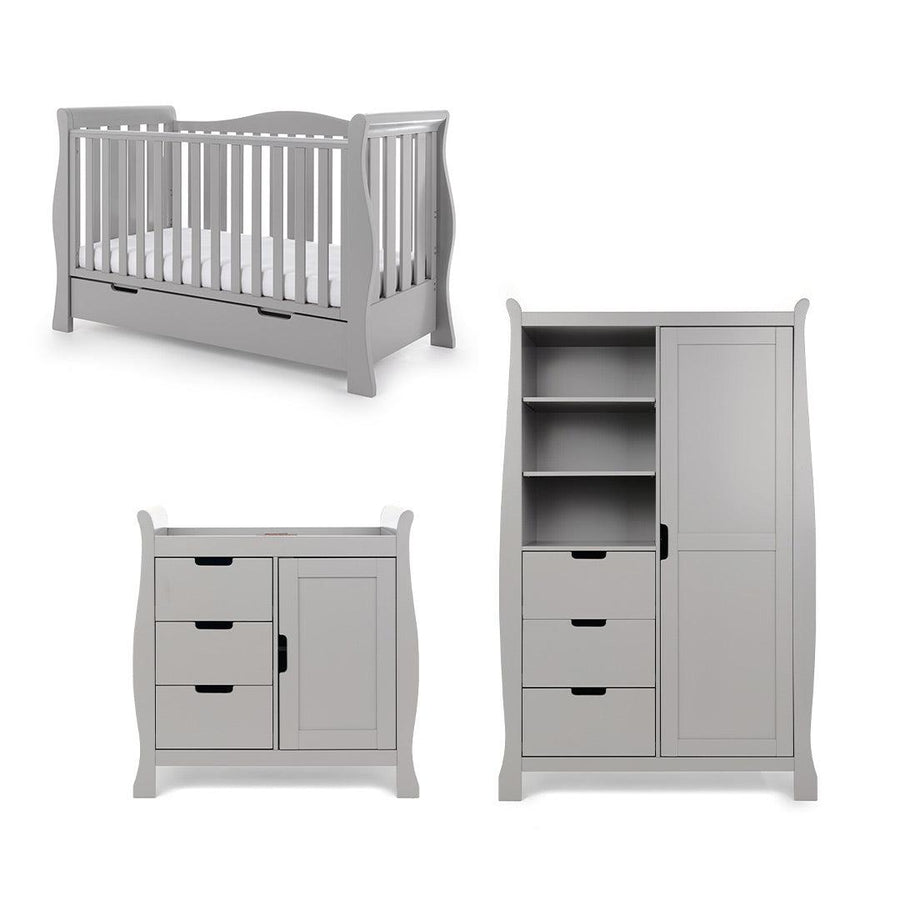 Obaby Stamford Luxe 3 Piece Room Set - Warm Grey-Nursery Sets- | Natural Baby Shower