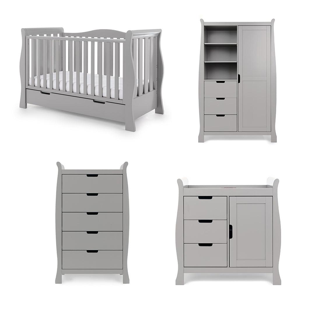 Obaby Stamford Luxe 4 Piece Room Set - Warm Grey-Nursery Sets- | Natural Baby Shower