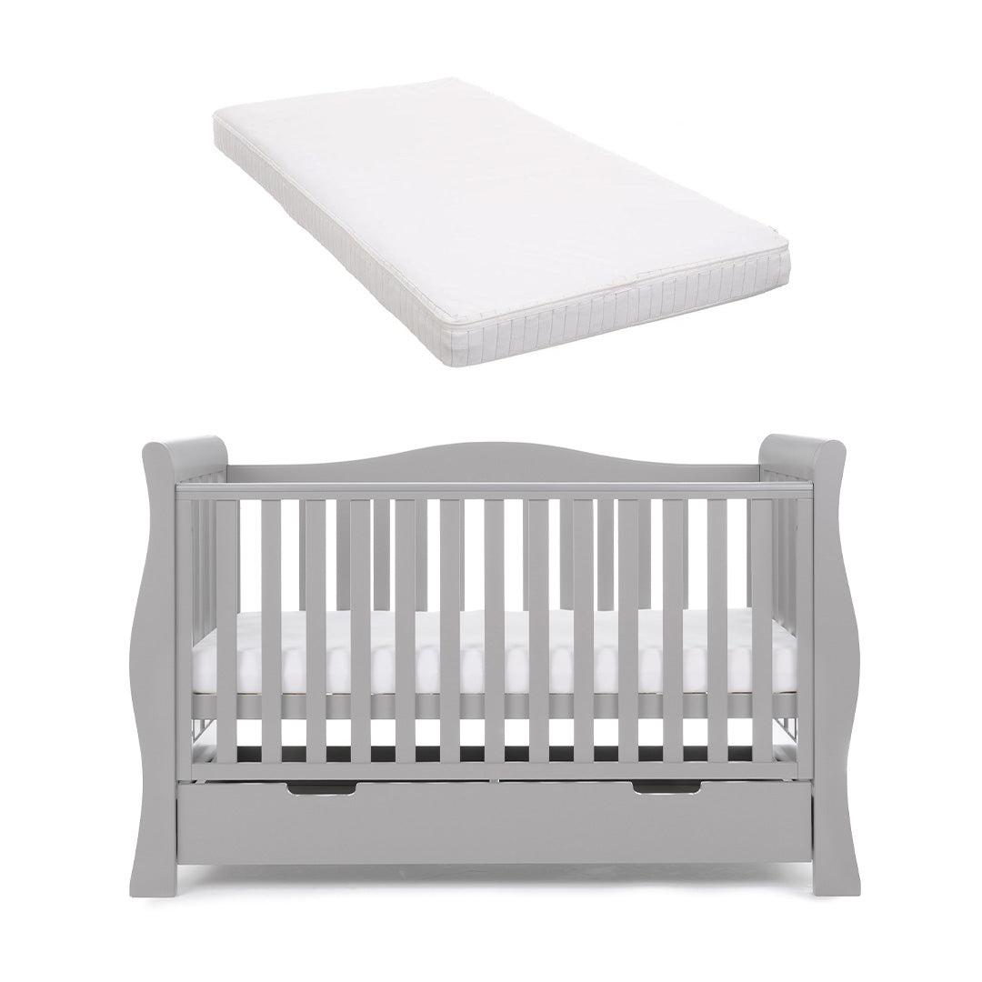Obaby Stamford Luxe Cot Bed - Warm Grey-Cot Beds-With Moisture Management Mattress- | Natural Baby Shower