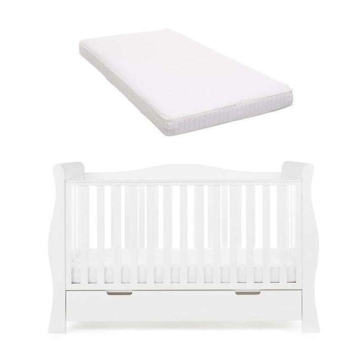 Obaby Stamford Luxe Cot Bed - White-Cot Beds-With Moisture Management Mattress- | Natural Baby Shower