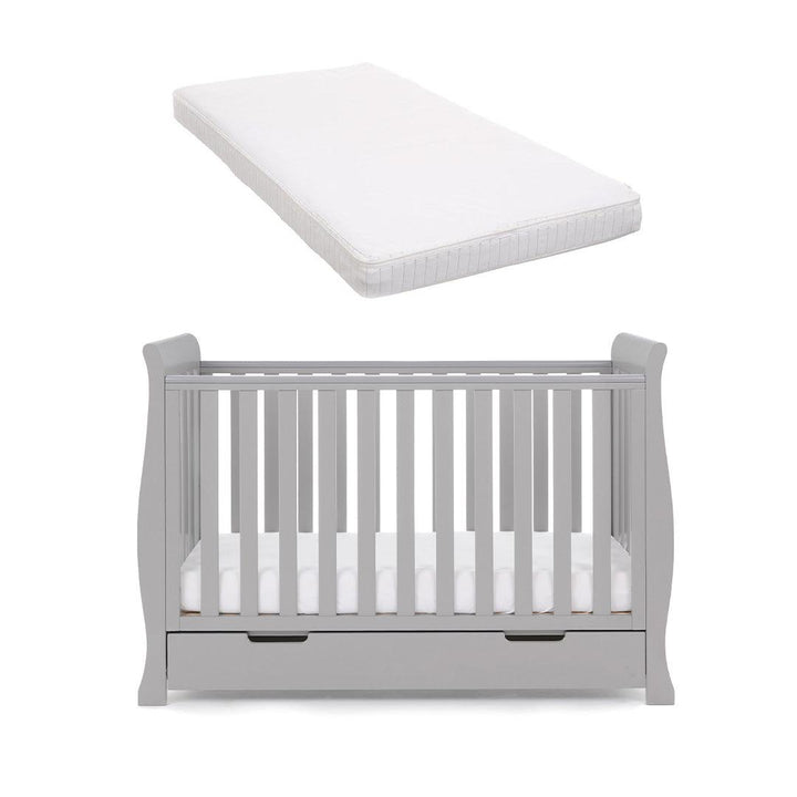 Obaby Stamford Mini Cot Bed - Warm Grey-Cot Beds-With Moisture Management Mattress- | Natural Baby Shower