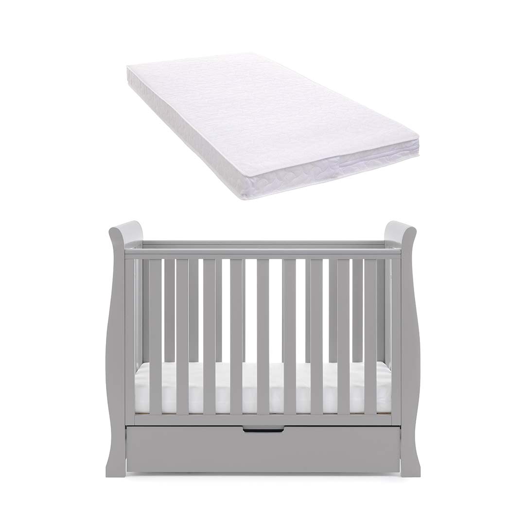 Obaby Stamford Space Saver Cot - Warm Grey-Cots-With Sprung Mattress- | Natural Baby Shower