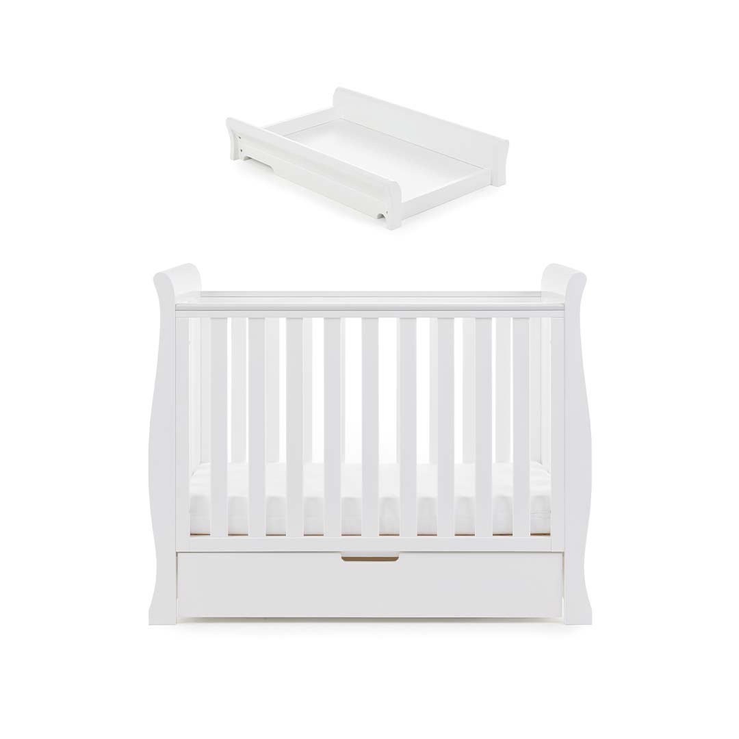 Obaby Stamford Space Saver Cot - White-Cots-With Cot Top Changer- | Natural Baby Shower