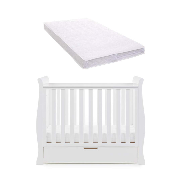 Obaby Stamford Space Saver Cot - White-Cots-With Sprung Mattress- | Natural Baby Shower