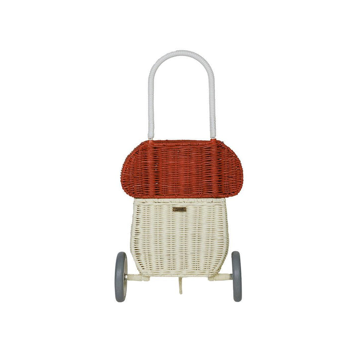 Olli Ella Rattan Mushroom Luggy - Red-Play Bags + Purses-Red- | Natural Baby Shower