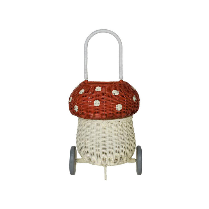 Olli Ella Rattan Mushroom Luggy - Red-Play Bags + Purses-Red- | Natural Baby Shower