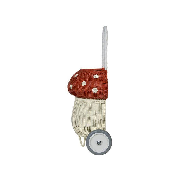 Olli Ella Rattan Mushroom Luggy - Red-Play Bags + Purses-Red- | Natural Baby Shower