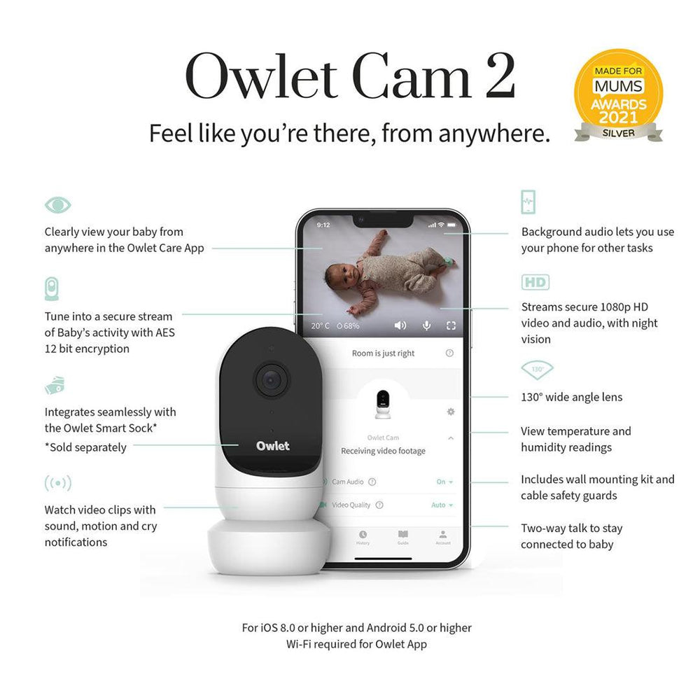 Owlet Cam 2 - White-Baby Monitors- | Natural Baby Shower