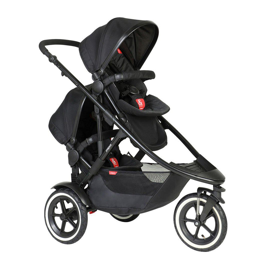 Phil & Teds Sport Verso Pushchair + Double Kit-Stroller Bundles-Black-No Lazy Ted | Natural Baby Shower