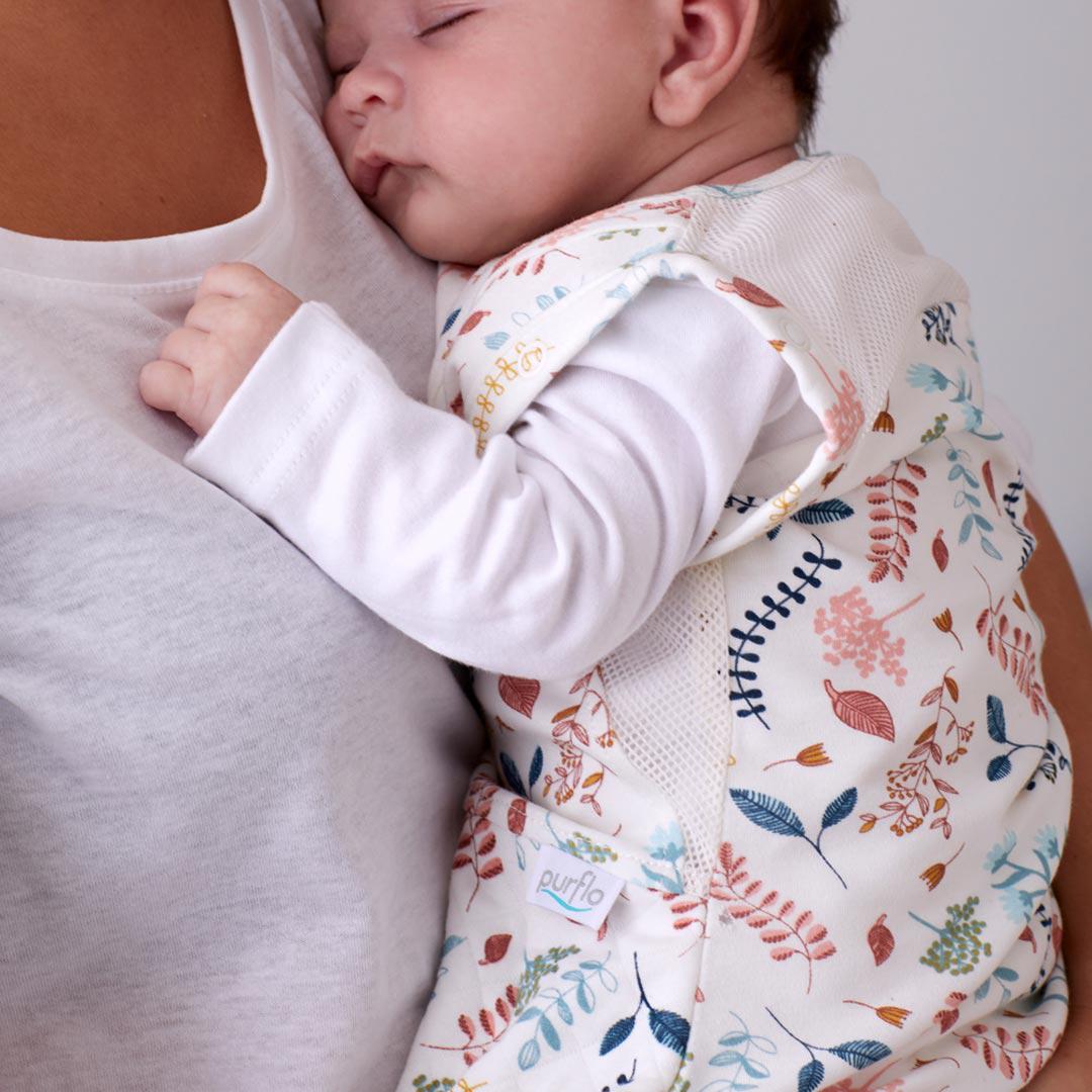 Purflo Swaddle To Sleep Bag - Botanical - TOG 2.5-Sleeping Bags-Botanical-0-4m | Natural Baby Shower