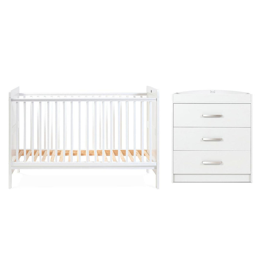 Silver Cross Devon Cot Bed + Dresser Bundle - White-Nursery Sets-White-No Mattress | Natural Baby Shower