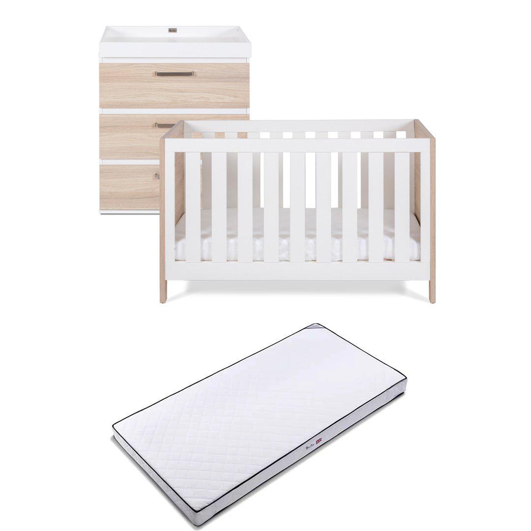 Silver Cross Cot Bed + Dresser - Finchley Oak-Nursery Sets-Classic Mattress- | Natural Baby Shower
