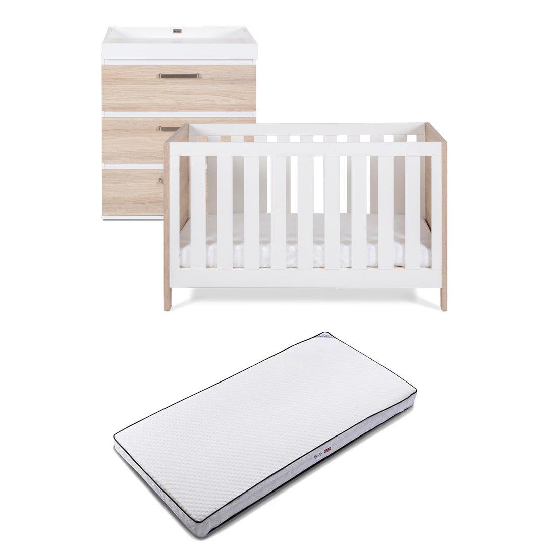 Silver Cross Cot Bed + Dresser - Finchley Oak-Nursery Sets-Superior Mattress- | Natural Baby Shower
