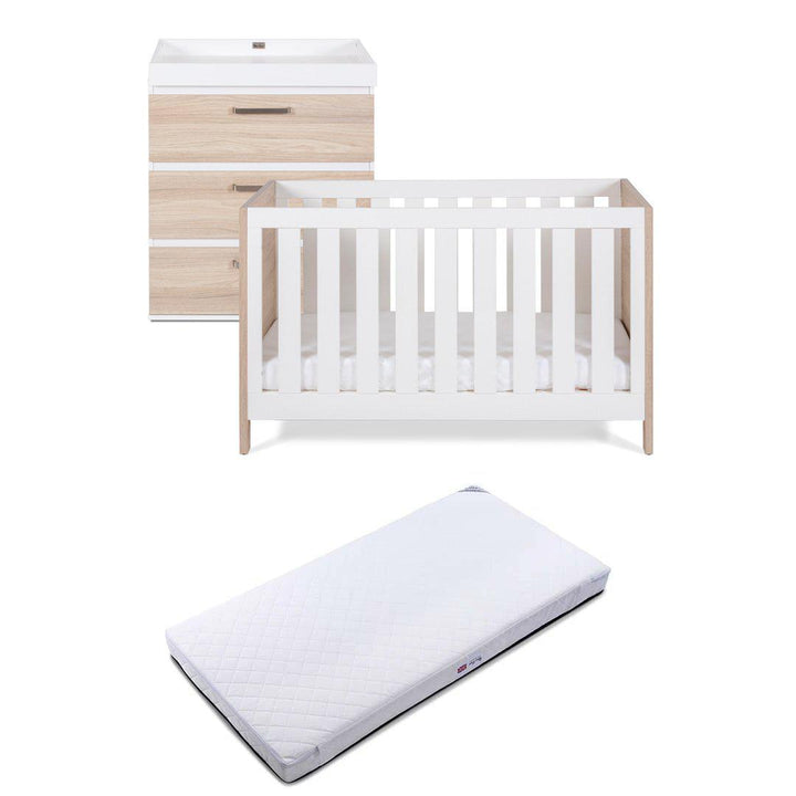 Silver Cross Cot Bed + Dresser - Finchley Oak-Nursery Sets-Premium Mattress- | Natural Baby Shower
