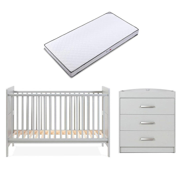 Silver Cross Devon Cot Bed + Dresser Bundle - Grey-Nursery Sets-Grey-Silver Cross Classic Mattress | Natural Baby Shower