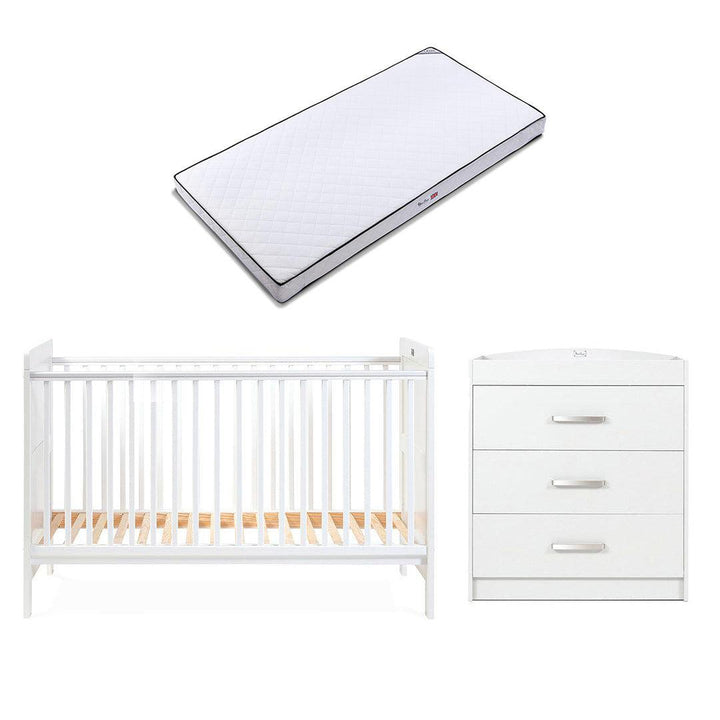 Silver Cross Devon Cot Bed + Dresser Bundle - White-Nursery Sets-White-Silver Cross Classic Mattress | Natural Baby Shower