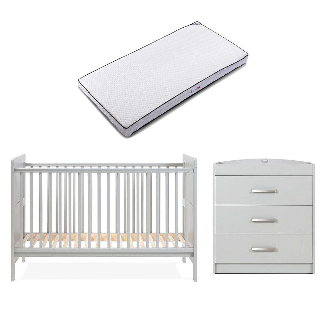 Silver Cross Devon Cot Bed + Dresser Bundle - Grey-Nursery Sets-Grey-Silver Cross Premium Mattress | Natural Baby Shower