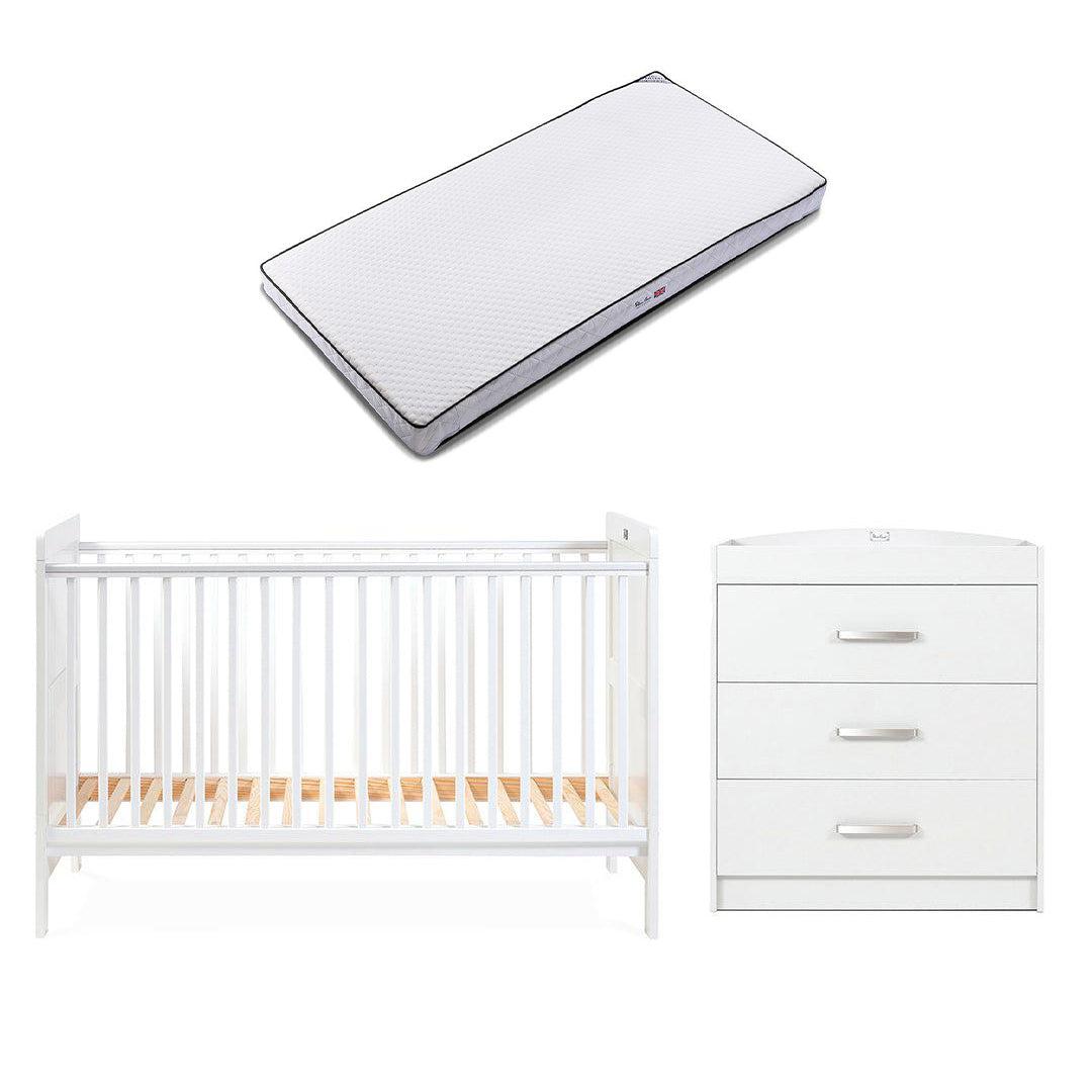 Silver Cross Devon Cot Bed + Dresser Bundle - White-Nursery Sets-White-Silver Cross Premium Mattress | Natural Baby Shower