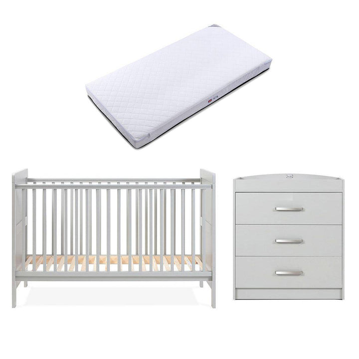 Silver Cross Devon Cot Bed + Dresser Bundle - Grey-Nursery Sets-Grey-Silver Cross Superior Mattress | Natural Baby Shower