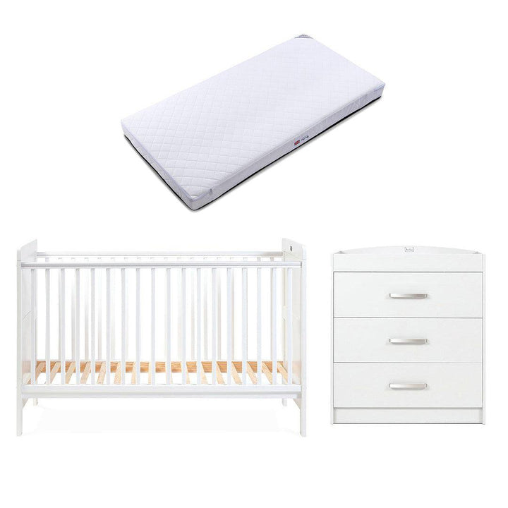 Silver Cross Devon Cot Bed + Dresser Bundle - White-Nursery Sets-White-Silver Cross Superior Mattress | Natural Baby Shower